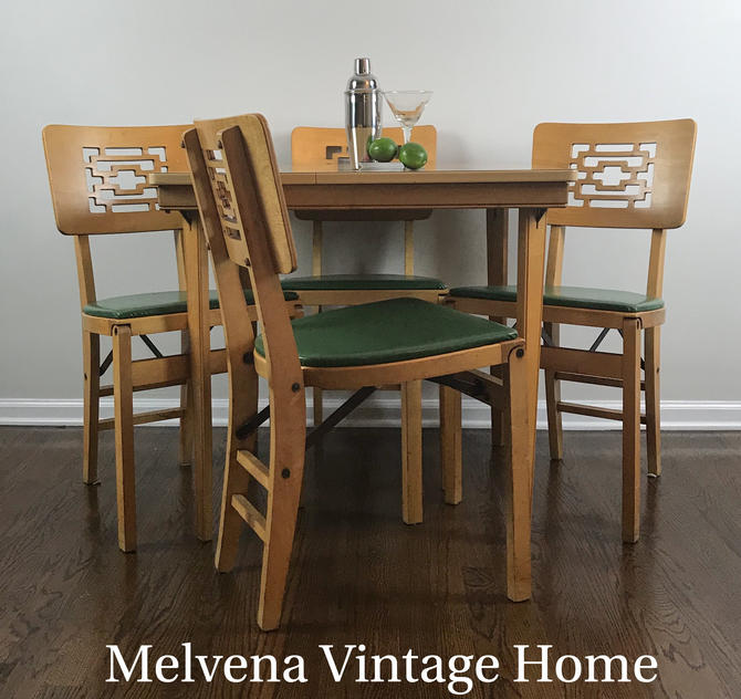 Mcm Stakmore Folding Table 4 Chairs By Melvenavintagehome