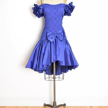 vintage 80s prom dress off shoulder ruffle bow | Hunca Munca Vintage -  Chicago, IL | ATTIC