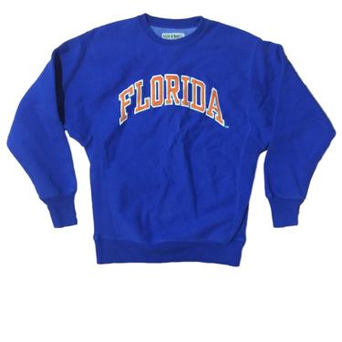 80s Florida Gators Embroidered Sweatshirt / UF Crewneck Pullover Orange and Blue // College Football / Steve and Barry's Size Small / Medium 