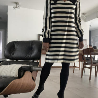 vintage sateen stripe statement split mod era dress 