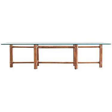 Hollywood Regency Brass Tray Cocktail Table with Faux Bamboo Legs