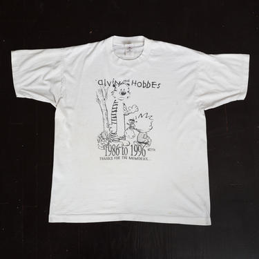 90s Calvin & Hobbes &quot;Thanks For The Memories&quot; T Shirt - Men's XL, Women's XXL | Vintage Comic Strip Distressed Graphic Tee 