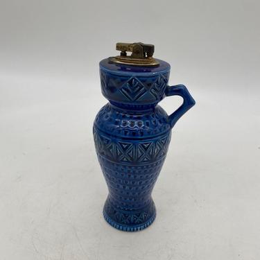 Rare Bitossi Rimini Blue Ceramic Vase Table Lighter by Aldo Londi 