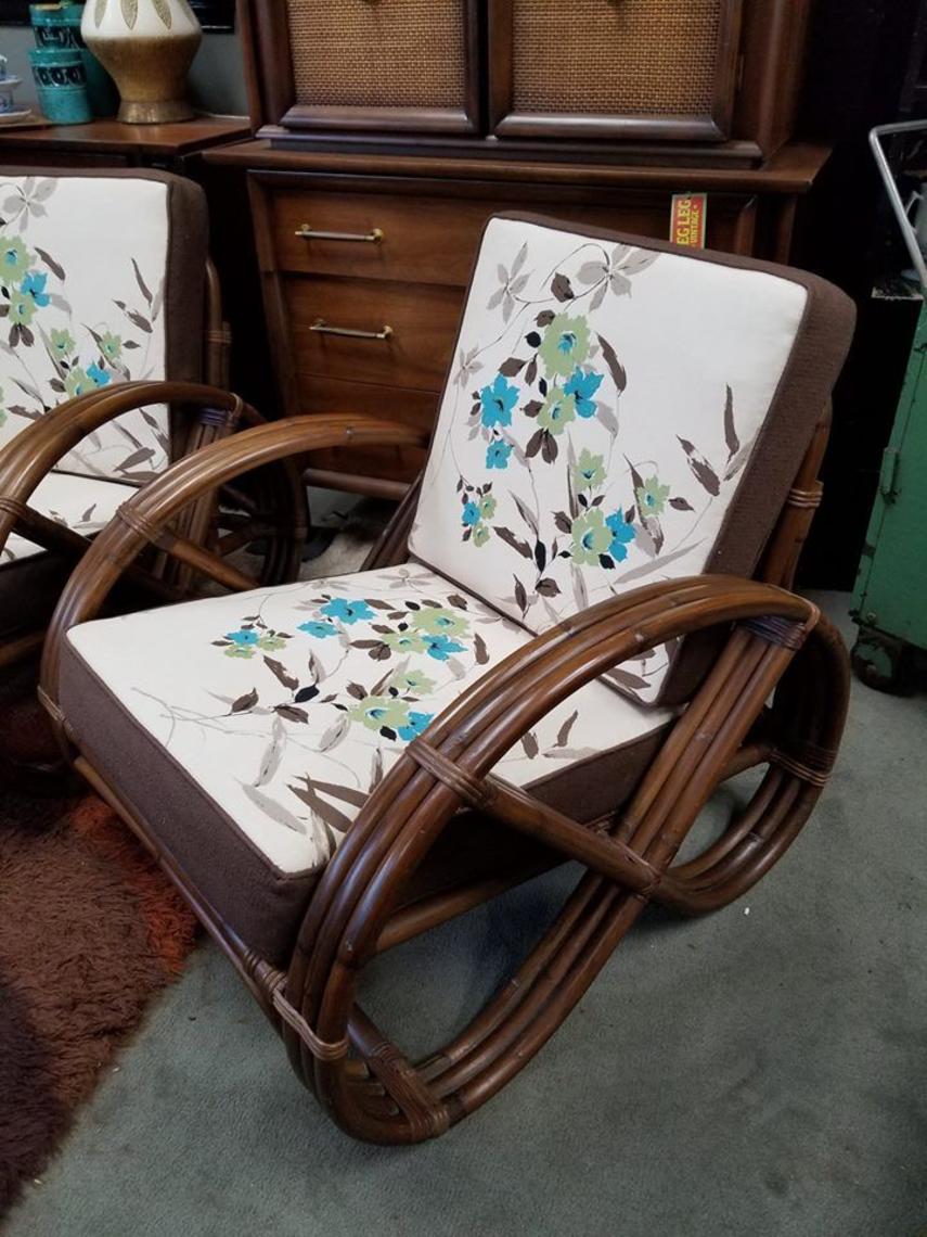 Mid Century Rattan Small Scale Lounge Chair With Pretzel Style