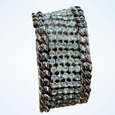 Sleek, Edgy Silver chain & Diamond Rhinestone Statement Bracelet
