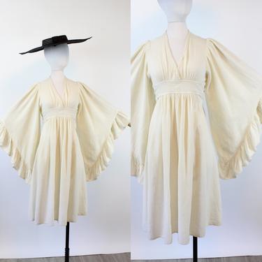 1970s ANGEL SLEEVE muslin dress xs | new spring 