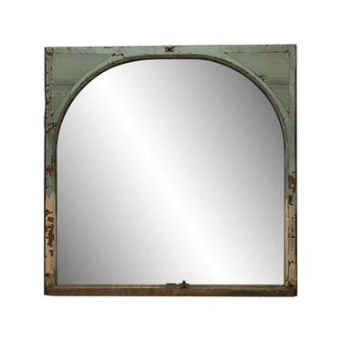Arched Wood Window Mirror with Copper Details 60.25 x 59.5