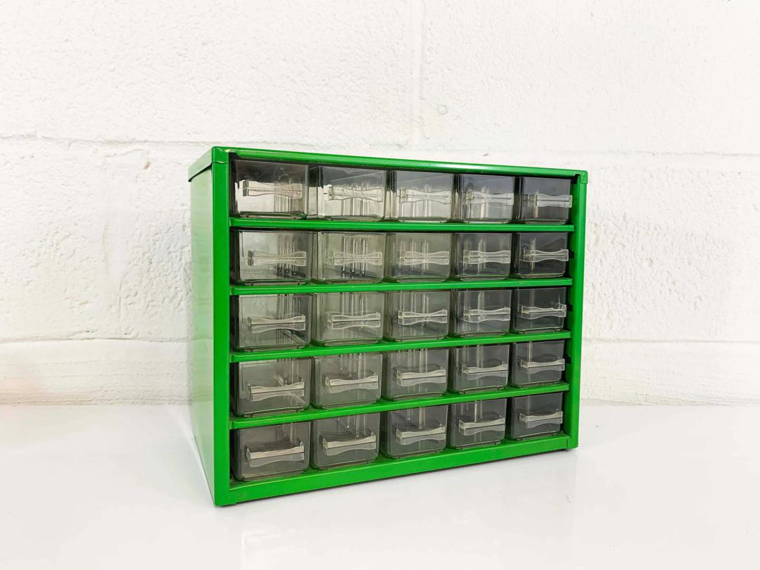 Vintage 25 Drawer Green Raaco Metal Storage Cabinet Organizer Denmark