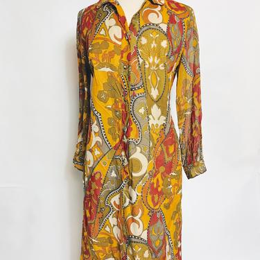 Vintage Nancy Greer Floral Shirt Dress 1960s 