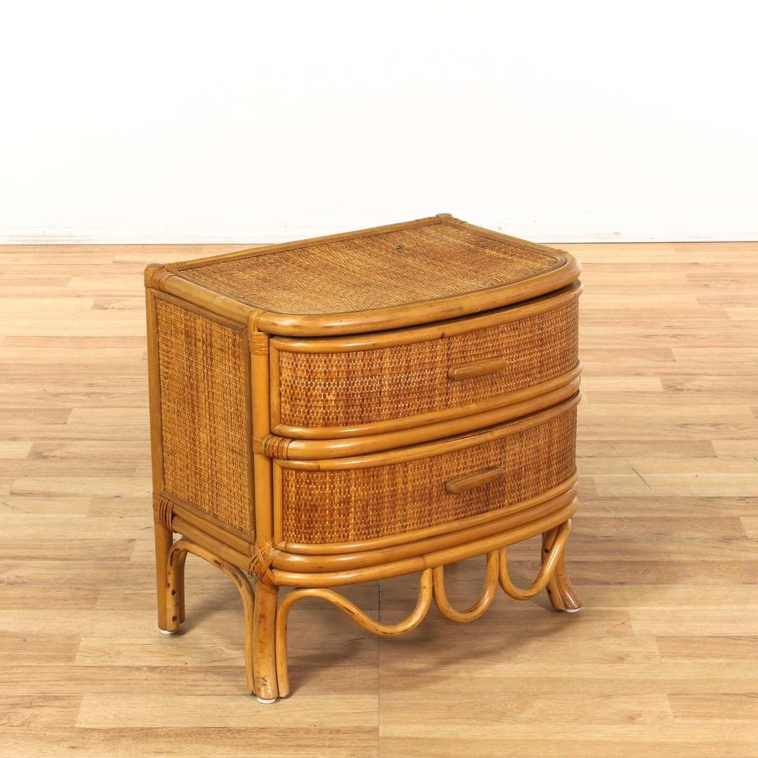 2 Drawer Bamboo & Rattan Nightstand Loveseat (Los Angeles) Vernon, CA
