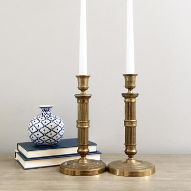 Mottahedeh Brass Candlesticks Candle Holders Set Pair 