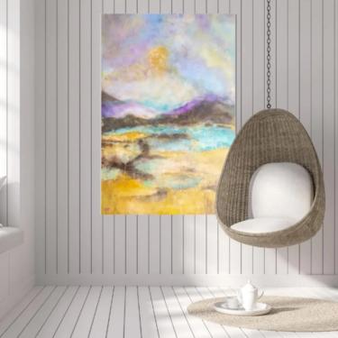 Ocean Sunset Seascape Canvas Art Print ~ Nautical Beach House Art ~ Coastal Beach House Art ~ Beach House Art ~ Gold Leaf Fine Art Print 