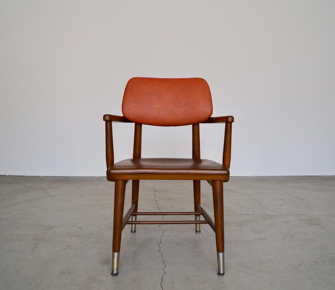 Rad 1950's Midcentury Modern Arm Chair Refinished & Reupholstered in Leather! Cyclic