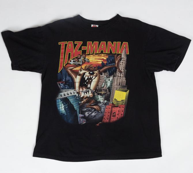 90s Taz-Mania T Shirt - Large | Vintage Black Looney Tunes