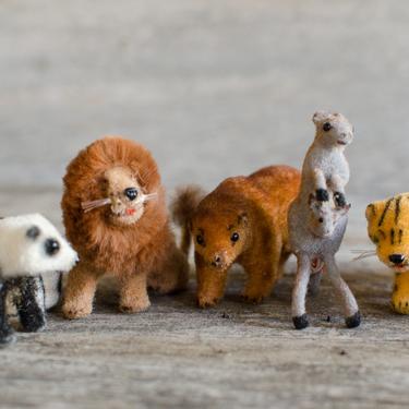 Vintage Set of 8 Handwork Kunstlerschutz Animal Porcupine Fox Kangaroos Hippo Bears Lion Tiger Home Decor Ornaments Decor - West Germany 
