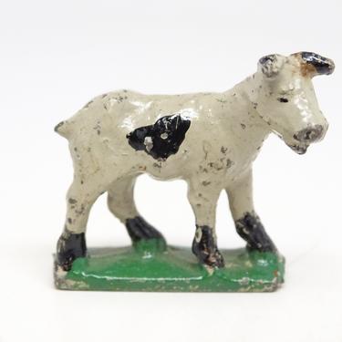 Antique 1940's Die Cast Metal Goat, Vintage Hand Painted Toy Animal for Christmas Putz Natovity or Creche 