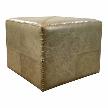 Jamie Young Modern Large Taupe Leather Ottoman