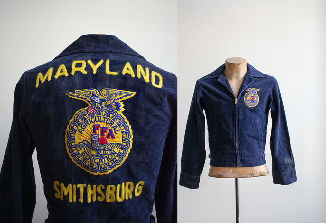70S Vintage FFA Farmers Jacket Size 36 Navy TALON Zip NEW