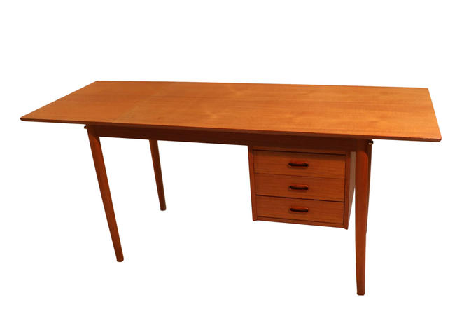 Mid Century Danish Teak Drop Leaf Desk Arne Vodder Denmark By