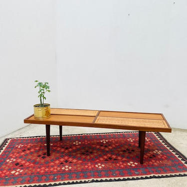 Rush and Teak Coffee Table - New Old Stock