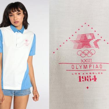 1984 Olympics Shirt Olympiad 80s LA Los Angeles 84 Tshirt Levis Polo Shirt White Single Stitch Summer Sports Vintage T Shirt Medium Large 