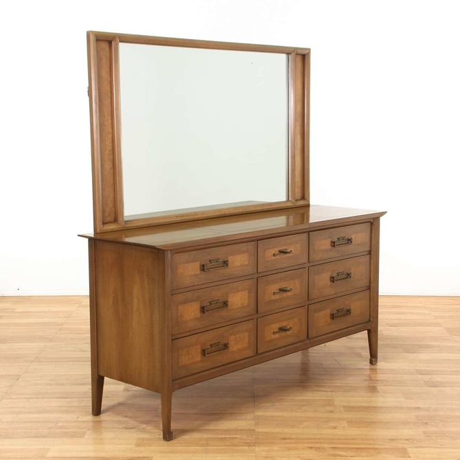 Mid Century Modern Asian Style Long Dresser W Mirror From