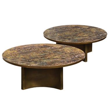 Philip &amp; Kelvin LaVerne Rare Pair of "Eternal Forest" Coffee Tables 1960s (Signed)