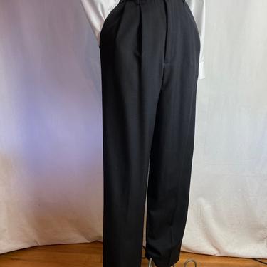 90’s wooly pleated high waisted slacks~black wool Women’s trousers /pants~ size 26” waist X Small 