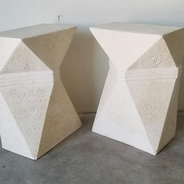 1980s Postmodern Geometric Plaster Dining Table Bases - a Pair. 