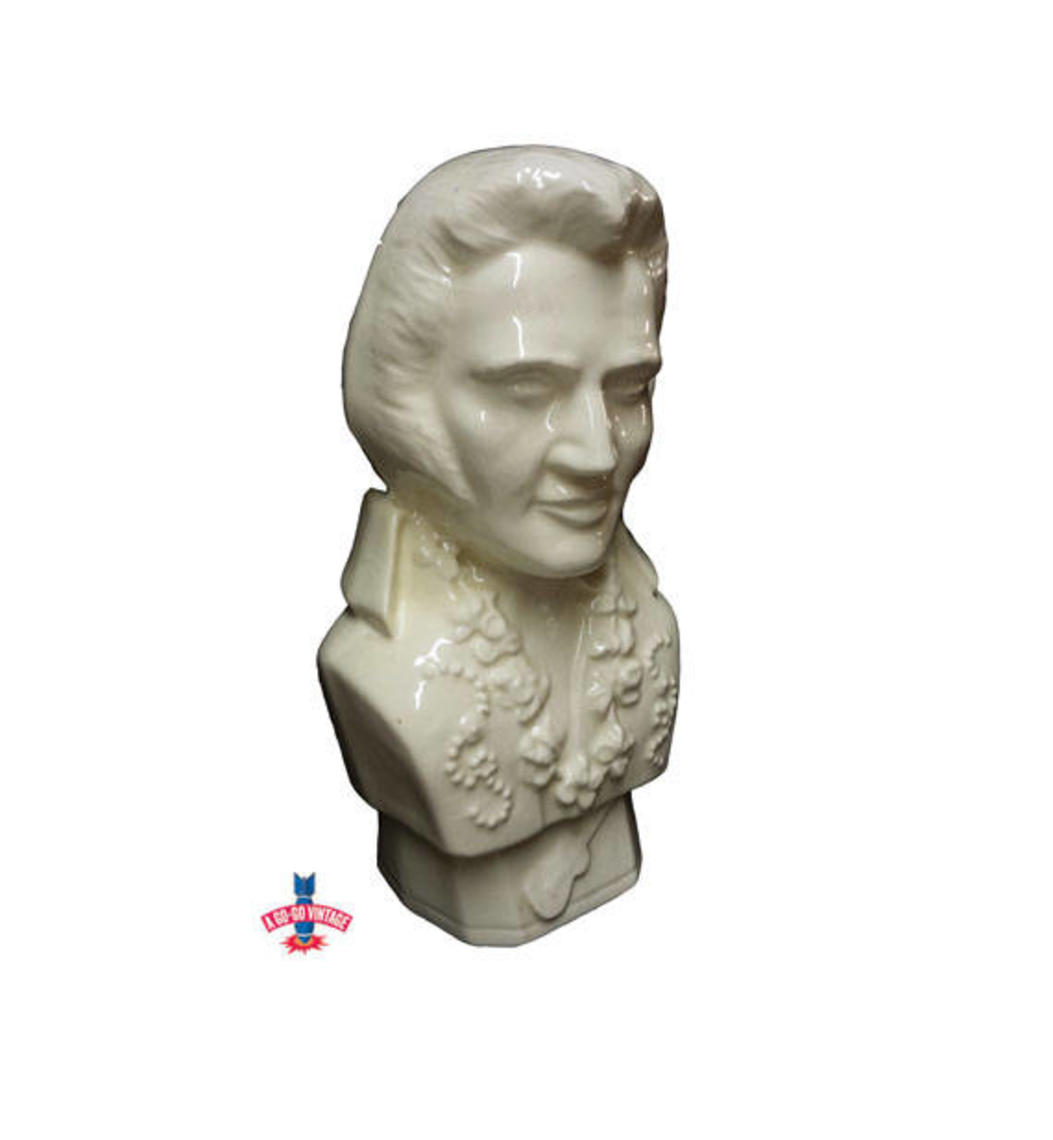 Vintage Elvis Bust, 1970s Ceramic Elvis Presley Head Statue The A