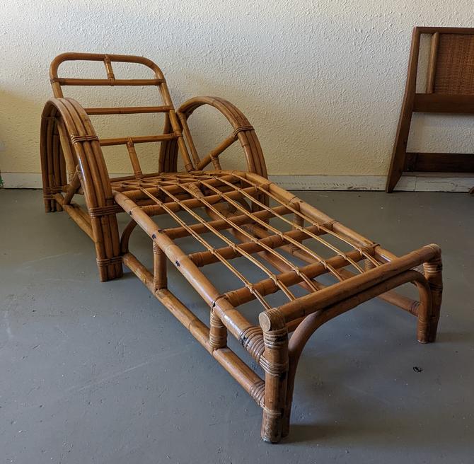 Vintage rattan deals chaise lounge