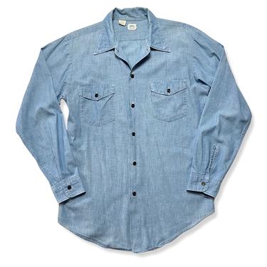 Vintage 1960s LEE Sanforized Chambray Work Shirt ~ M ~ 60
