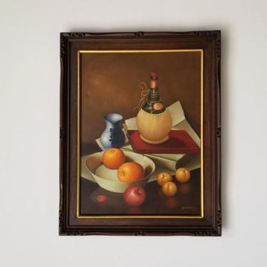1970s Bod Feliciano Rustic European Still Life Oil Painting, Framed. 