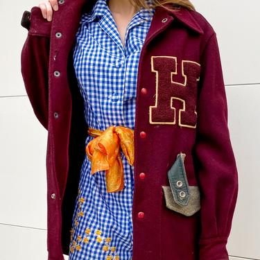 Burgundy Wool Letterman Jacket