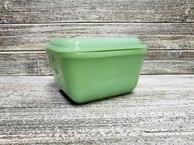 Collectibles Art & Collectibles Vintage Jadeite Loaf Pan with Lid Fire