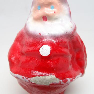 Vintage 1940's Santa Candy Container, Paper Mache, Hand Painted for Christmas, Retro Decor 