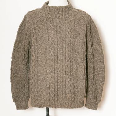1990s Wool Fisherman Sweater Irish Brown Large Deadstock 