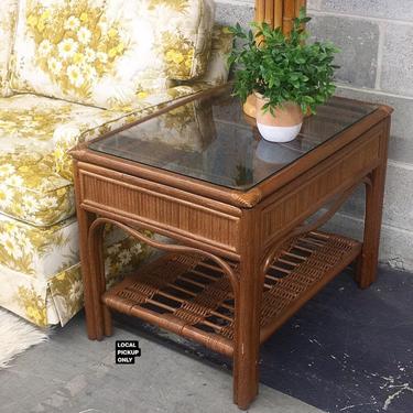 LOCAL PICKUP ONLY ———— Vintage Rattan End Table 