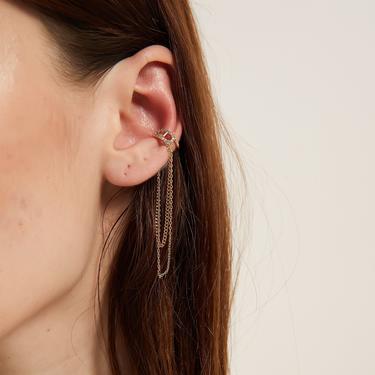 tessa gold ear cuff with chain, Gold Chain Ear Cuff, Gold Ear Cuff Earring, Gold Chain Earring, Minimalist Ear Cuff, Simple Ear Cuff Earring 