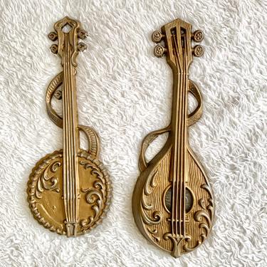 Stringed Instruments, Wall Decor, Set 2, Wall Hangings, Mandolin, Banjo, Oud Lute, Music, Mid Century, Vintage 