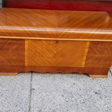SOLD. Lane Waterfall Cedar Chest, with original key, $235.