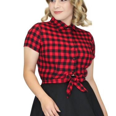 Red Plaid Knot Top XS-3XL 