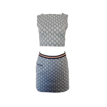 Fendi Grey Monogram Mini Skirt Stretch Set