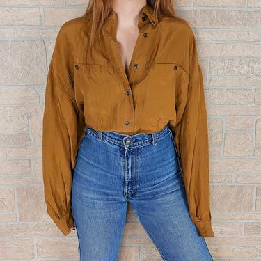 Oversized Pure Silk 90's Compagnie Internationale Express Ochre Blouse 