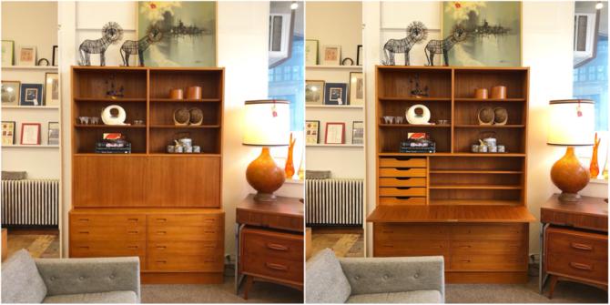 Poul Hundevad Teak Wall Unit With Drop Down Desk From Midmodmen