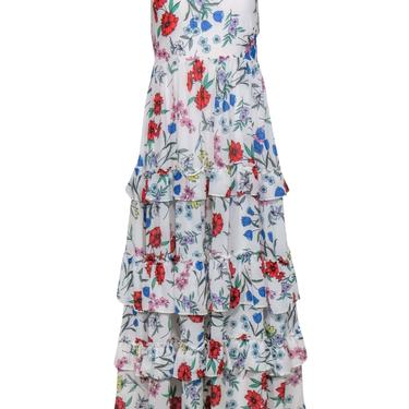 Yumi Kim - White &amp; Multicolor Floral Print Ruffled Maxi Dress Sz XS