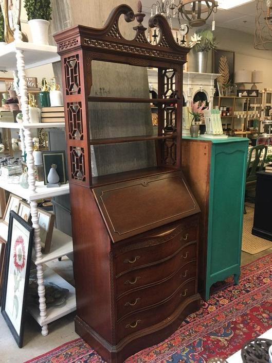 Pearl Maddox Colonial Pierced Pediment Secretary Desk By