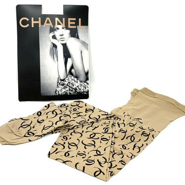 Chanel CC Tights Size Medium, Black New In Box WA001