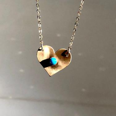Gold Heart Pendant with Turquoise in 14k Gold-fill by Rachel Pfeffer 