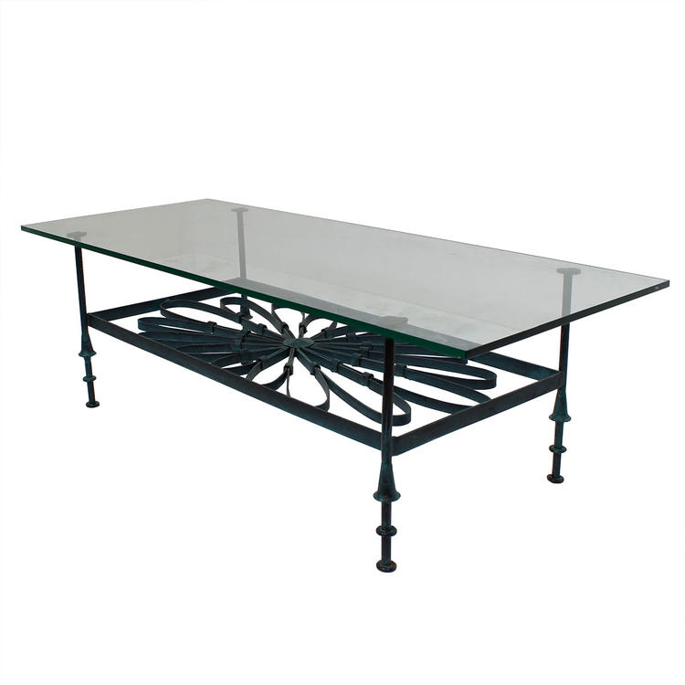 Wrought Iron Coffee Table w/ Glass Top